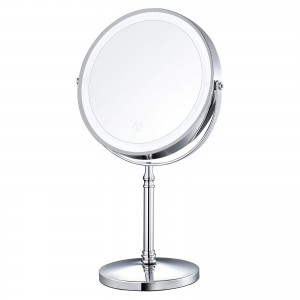 Осветљено огледало за шминкање, обострано затамњење, подесиво, пуњиво увећање