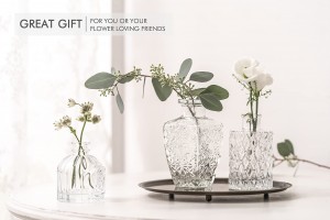 Ваза са стакленим пупољцима Прозирне вазе са пупољцима у ринфузном декору за кућни сто