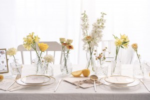 Stiklo pumpurų vaza Skaidrios pumpurų vazos, masinės namų stalo gėlių dekoracijos
