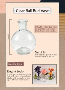 Prozirne kuglaste vaze s pupoljcima Prozirne staklene vaze s cvijećem Dekoracija doma