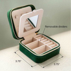 Velvet Travel Jewelry Box Organizer Portable Storage Holder Case para sa mga Babaye nga adunay Salamin