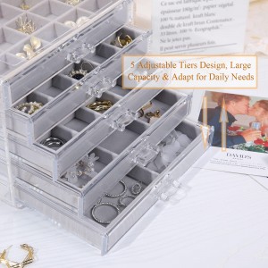 Priehľadné akrylové náušnice s organizérom na šperky, darčekové krabičky pre ženy
