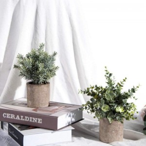 Vasos de plantas falsas de plástico artificial eucalipto decoração de mesa para casa