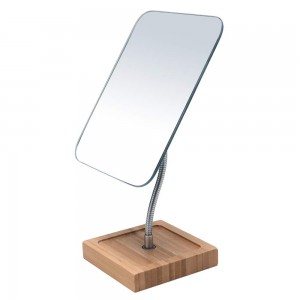Fleksibele Gooseneck Bamboe Makeup Mirror Frameless Folding Portable Desk Decor