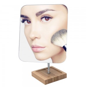 Espejo de maquillaje de bambú con cuello de cisne Flexible, decoración de escritorio portátil plegable sin marco