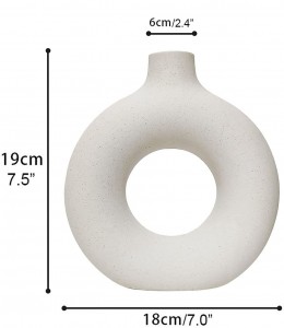 Vaso a ciambella in ceramica bianca Modern Boho Home Decor