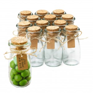 Maži stikliniai indeliai su dangteliais Mini buteliukai Dekoracijos Dovanų palinkėjimo žinutė