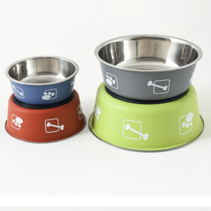 RVS Printing Pet Drinking Bowl Binnen of Outdoor Draagbare Anti-Slip Dog Cat Food Bowls Pet Feeders