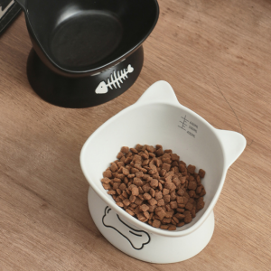 Hot Sale Ceramic Pet Peeding Bowls Elevated Dog Cat Food Bowl with Tick Marks Pet Water Crater