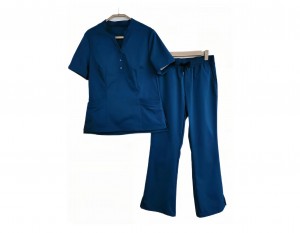 Uniform ng Ladies Nurse Scrub V-Neck Tunic na may Stand Collar