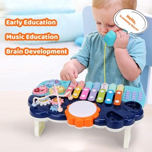 Arkmiido Baby Musical Toys – Drum Toy Set with Phone Bead Maze Gear Xylophone Piano – Mucial Toys for Toddlers Learning Toys for 18+ Boys Girls Toddlers Kids Best Educational Gifts (Blue)