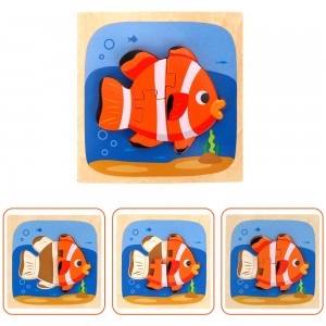 LBLA 4 Packs Wooden Sea Animals Puzzle Toys Wooden Jigsaw Puzzles Set for Toddlers,Animals Shape Color Puzzle,Montessori Educational Toys Games for Toddler Kids