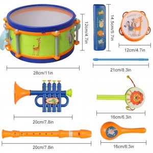 LBLA Toddler Musical Instrument Toys, Kids Drum Set, Percussion, Maraca, Tambourine, Flute, Harmonica, Trumpet, Rattle, Educational Musical Toys Kit, Learning Gift for Boys Girls