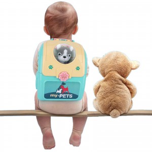 LBLA Pet Care Play Set for Kids Dog Cat Backpack Pretend Toys for Toddlers Educational Gifts for Girls Boys 17 Pieces