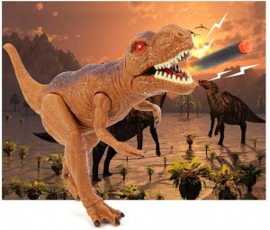 Dinosaur Toys Foam Dart Gun Tyrannosaurus Rex Realistic Model Assorted Dinosaur Figures with Roaring Sound and Lights Best Gift Toy for 3 4 5 6 7 Kids Boys and Girls (Tyrannosaurus Rex Version)