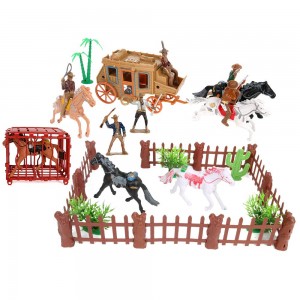 BeebeeRun Wild West Cowboys and Indians Plastic Figures Playset,Educational Bucket Toys of Native American Indians Plastic Action Soldiers Figurines and Accessories,War Game Toys for Kids Boys (77PCS)