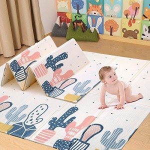 Arkmiido Baby Play Mat,Folding XPE Crawling Mat for Floor, Extra Thick 1cm，Water Proof and Soft for Toddler.(180cm200cm) (Blue)