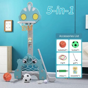 Arkmiido Basketball Hoop Set for Kids, 5 in 1 Toddler Sports Activity Center Adjustable Basketball Hoops Soccer Goals Toss Game Toys for Baby Infants Indoor & Outdoor Aqua