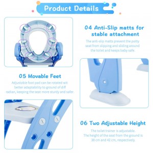 Baobei Toilet Training Seat with Non-Slip Step Stool Ladder for Toddlers (Blue)