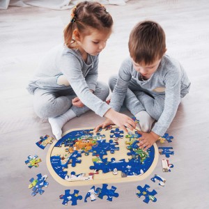 Ealing 34 Pieces Wooden Puzzles for Kids Toddlers World Tour Map Learning Puzzles for Kids Ages 3-5, Preschool Educational Puzzle Toys for Boys and Girls as Holiday Birthday Gifts