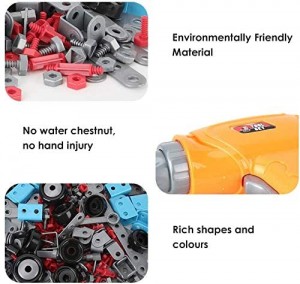 12 in1 Electric Drill Toy Set, STEM Engineering Block Building, DIY Construction Peg Board Toys for Kids Aged 3-8 Years Old (282P)