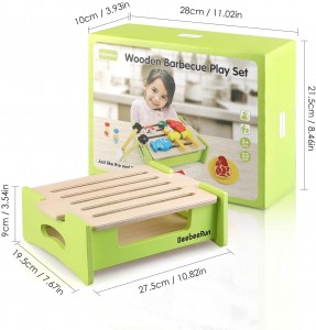 Wooden Play Food Toy, 23Pcs Barbecue Grill Play Set, Pretend Play Kitchen Set, Cooking Gift for Girls and Boys – Best for 3, 4, 5, and 6 Year Olds