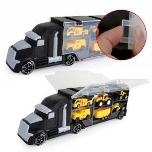 12 in 1 Engineering Construction Truck Transport Car Carrier, Truck Learning Toys Play Vehicles Car Gifts Set for Kids Boys Girls