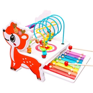 BeebeeRun Bead Maze Wooden Toys Roller Coaster Colorful Abacus Colorful Abacus Circle,Baby Puzzle Educational Early Learning Games for toddlers with Xylophone Musical Instruments