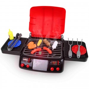 LBLA Pretend Play Food BBQ Playset Kitchen Toys with Light and Smoke Funny Grill Cooking Play Toy for Kids Toddlers