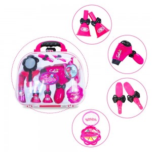 Pretend Makeup Toys for Girls ,Salon Cosmetic Set with Hairdryer Mirror Tote Box ,Christmas and Birthday Gifts for 3.4.5.6 Years Girls