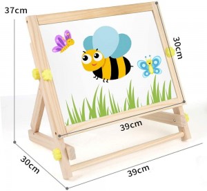 Kids Tabletop Easel with Paper Roll Double-Sided Whiteboard & Chalkboard Tabletop Easel with Magnetic Letters & Numbers and Other Magnetic Puzzle Accessories for Kids and Toddlers