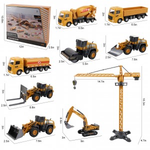 BeebeeRun Construction Toys,Kids Alloy Construction Site Vehicles Toy Set,Engineering Truck Playset with Crane Excavator Cement Fuel Truck Steamroller,Car Toys for 3 4 5 6 Year Old Boys Toddlers