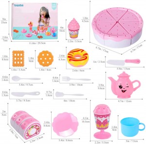 Baobë Birthday Cake Toys with Candles Fruit Dessert, DIY 107 PCS Cutting Pretend Play Food Kids Tea Set, Roll Cake, Chocolate,Educational Food Toys Gift for 3 4 5 6 Years Old Children Boys and Girls