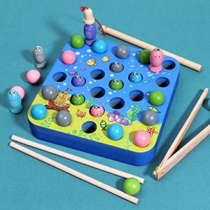Stock ready in UK warehouse Wooden magnetic fishing set with beads game parent-child interaction focus training children’s early education educational toys MZ0106