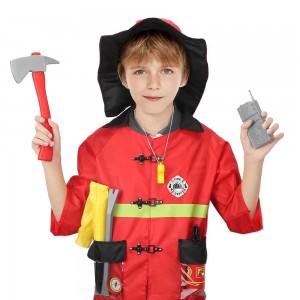 BeebeeRun Kids Washable Fireman Costume Firefighter Role Play Costume Fire Chief Costumes Fireman Set with Firefighter Accessories Water Shooting Extinguisher Dress Up Set