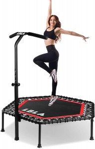50″ Mini Trampoline,Fitness Trampoline with Adjustable Handle,Exercise Trampoline Rebounder for Kids Adults Suitable for Indoor and Outdoor Max Load 330lbs