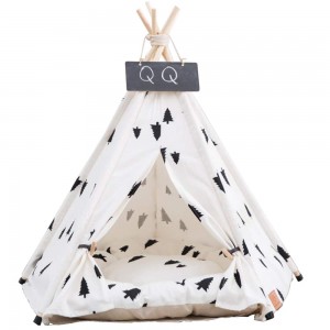 Arkmiido Dog Teepee Bed Cat Tent-Portable Pet Dog Tent Indoor Dog House-Puppy Dog Bed Accessories for Small Dogs- Pet Houses for Puppy or Cat with Thick Cushion and Blackboard