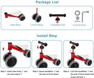 LBLA Baby Balance Bike Children Walker for 12-36 Months No Pedal Infant 4 Wheels Bicycle Toddler Bike The First Gift