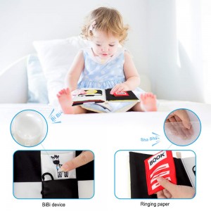 BeebeeRun Soft Cloth Book for Babies,High Contrast Black and White Books NonToxic Fabric Touch and Feel Crinkle Cloth Books,Early Educational Stimulation Toys for Newborns,Infants & Toddler