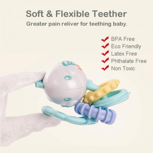 Newborn Infant Baby Rattles Silicone Teether Toys 8pcs -Grab and Spin Educational Baby Toys 0 3 6 9 12months
