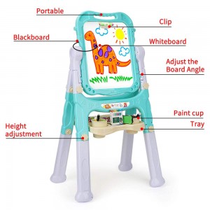 Kids Easel Double-Sided Whiteboard & Chalkboard Adjustable Easel for Kids Standing Easel with Art Supplies Accessories for Kids Toddlers Boys and Girls