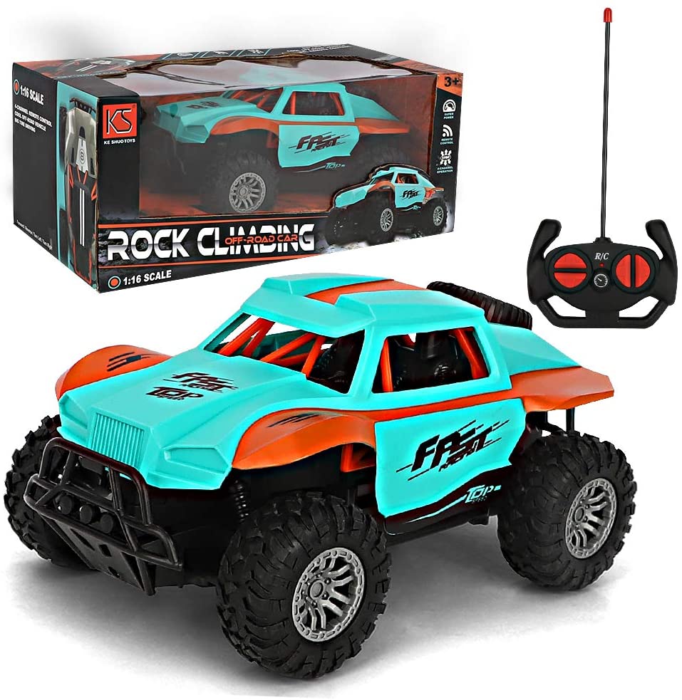 LBLA 1:16 Remote Control Car, 4WD Fast Racing Rock Climbing Off Road Car, Kids Toys Gifts for Boys Girls Indoor Outdoor Game (Blue) Featured Image