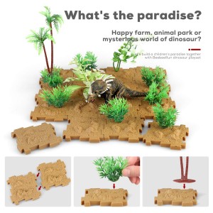 BeebeeRun Dinosaur Figures Dinosaur Toys Realistic Educational Playset Cake Topper with Tree Plant Floret Grass Bottom Plate for Kids 44 Pieces