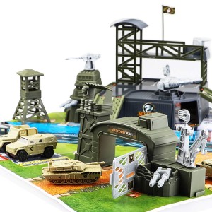 BeebeeRun 34 Pieces Military Base Set, Army Men Playset with Vehicles Accessories and Play Map, Plastic Christmas Toys Gifts for 3 4 5 6 7 8 Year Old Boys Girls Kids