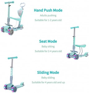 5 In 1 Kids Kick Scooter,Adjustable Scooter for Toddlers 1-6 Years Old Boy and Girls Support 20 kg