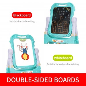 Kids Easel Double-Sided Whiteboard & Chalkboard Adjustable Easel for Kids Standing Easel with Art Supplies Accessories for Kids Toddlers Boys and Girls