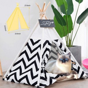 Arkmiido Pet Tent for Dogs Puppy Cat Bed White Canvas Dog Cute House Pet Teepee with Cushion 24inch Indoor Outdoor