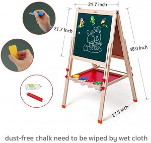 Arkmiido Kids Easel Whiteboard & Chalkboard Double-Sided Standing Easel (48.8 inch)