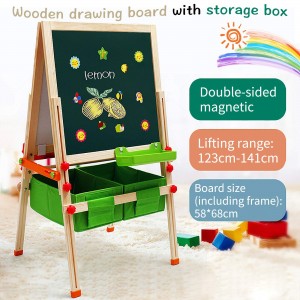 Arkmiido Kids Easel Double-Sided Whiteboard & Chalkboard Standing Easel with Numbers and Other Accessories, Double-Sided Magnetic, Eye Protection Drawing Board