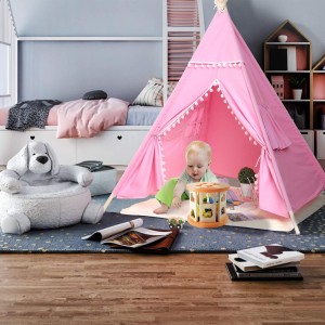 Kids Teepee with Plush Mat Princess Tent for Girls Kids Castle Foldable Play Tent with Plush Mat Playhouse for Kids Indoor and Outdoor